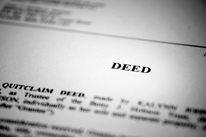 Deed for real estate transfer or transaction contract paper